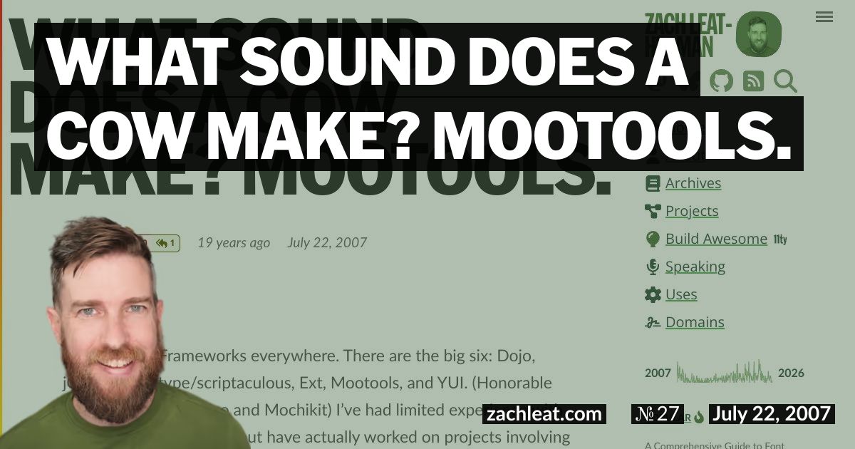 Open Graph image for What Sound Does a Cow Make?  MooTools.
