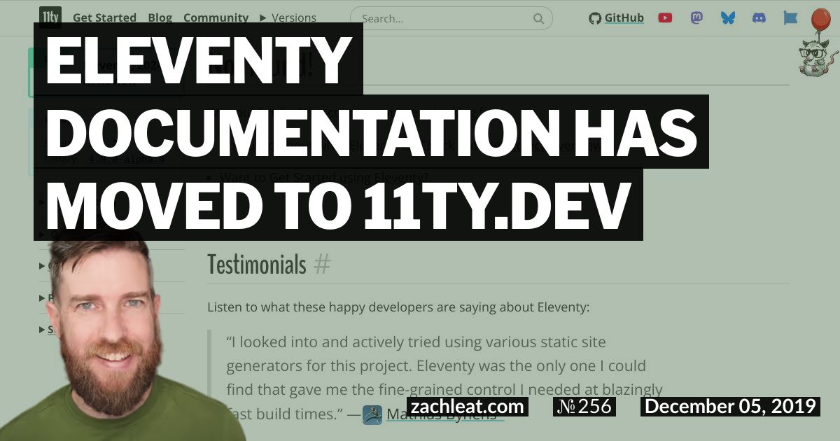 Eleventy Documentation has moved to 11ty.dev