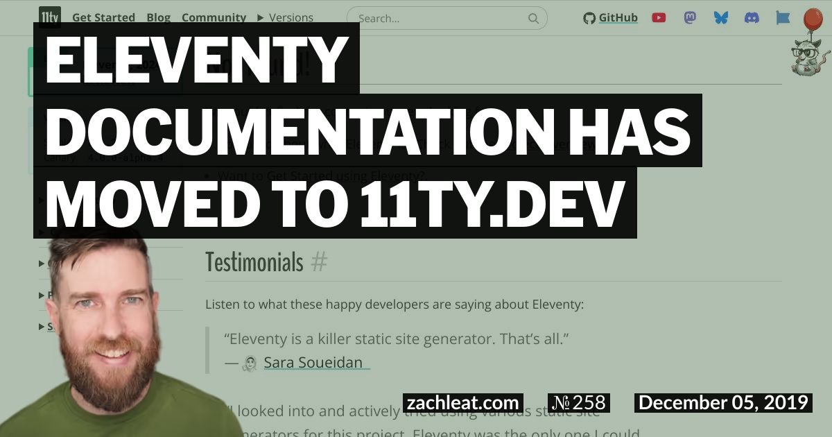 Eleventy Documentation has moved to 11ty.dev