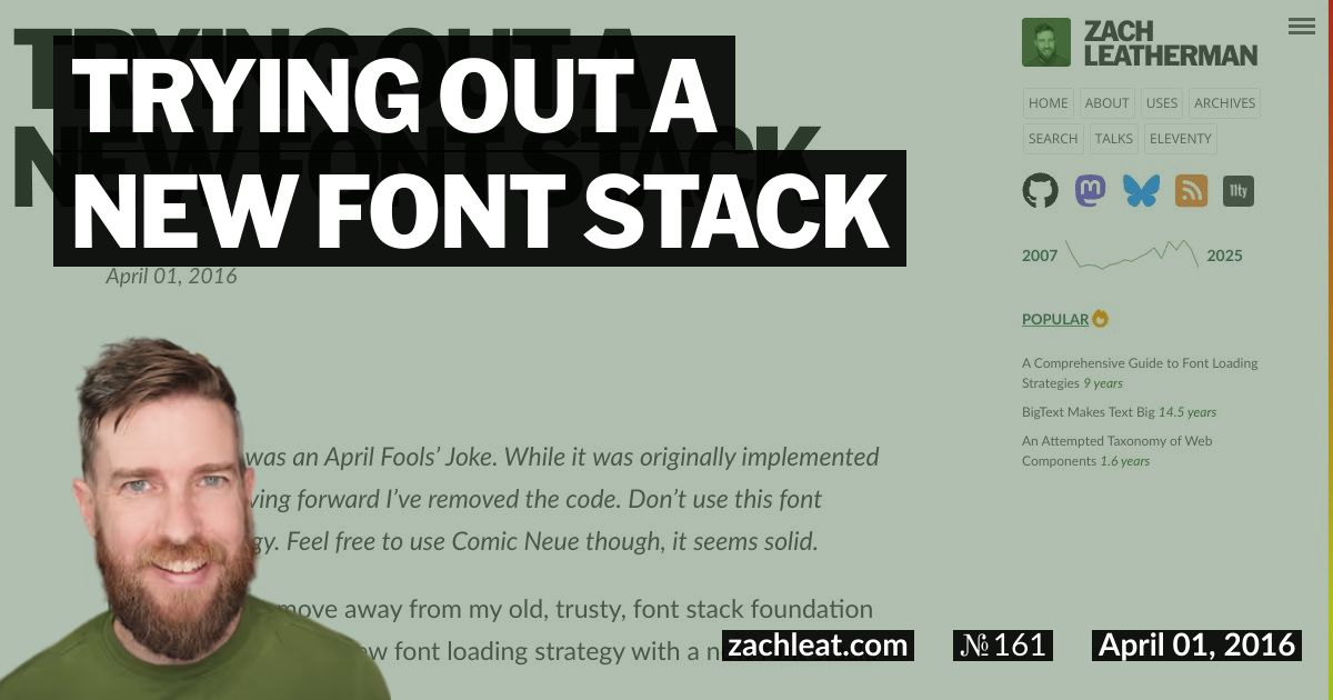 Trying out a new Font Stack