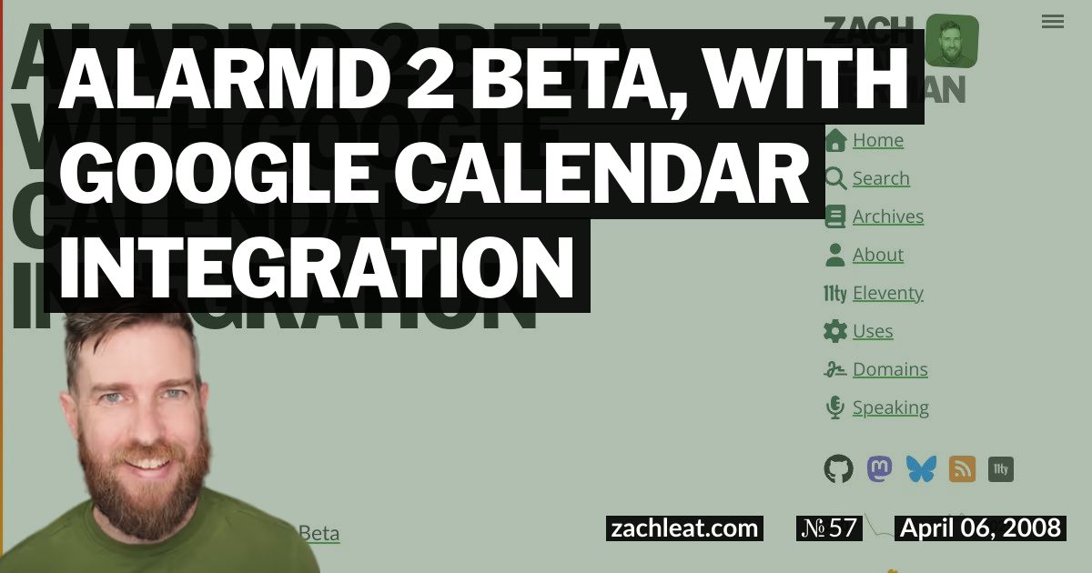 ALARMd 2 Beta, with Google Calendar Integration