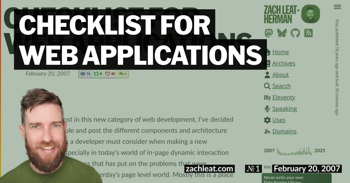 Checklist for Web Applications