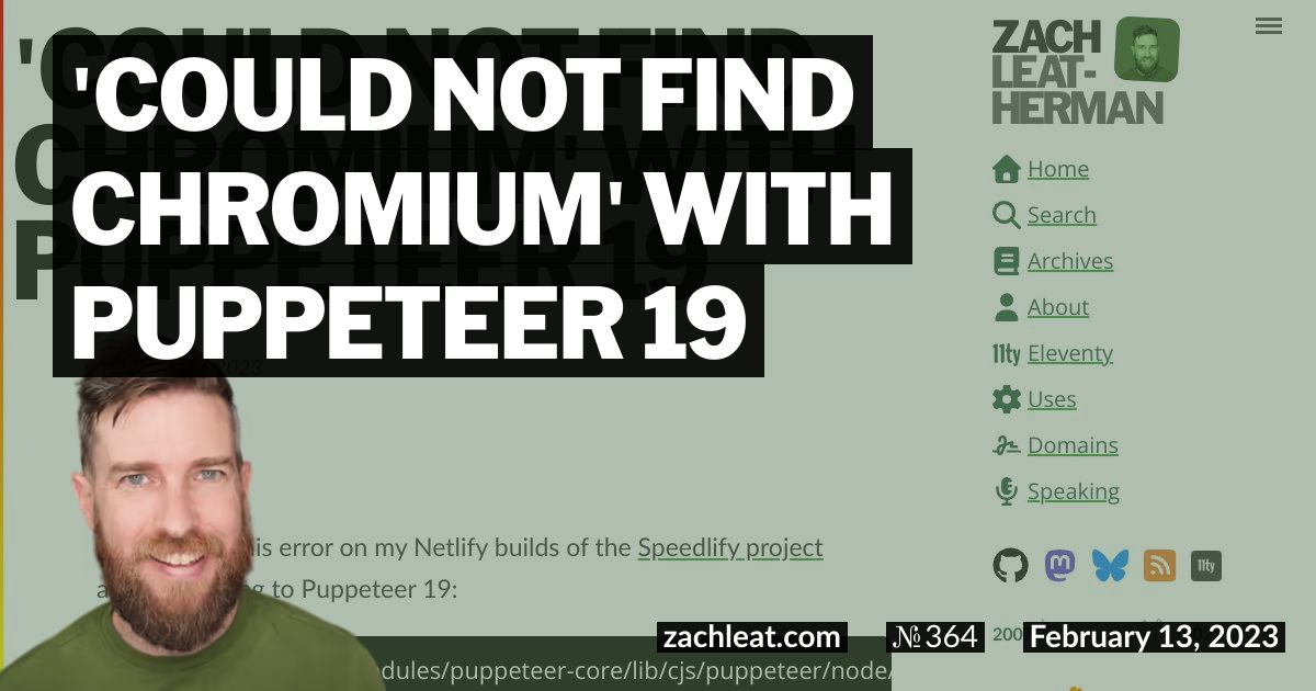 'Could not find Chromium' with Puppeteer 19