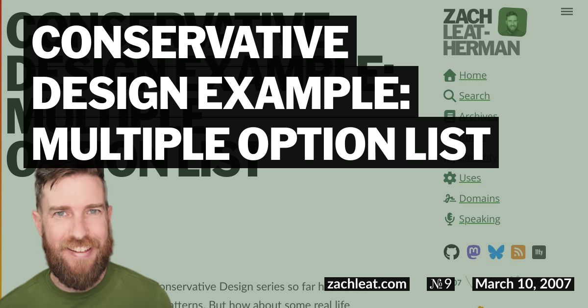 Conservative Design Example: Multiple Option List