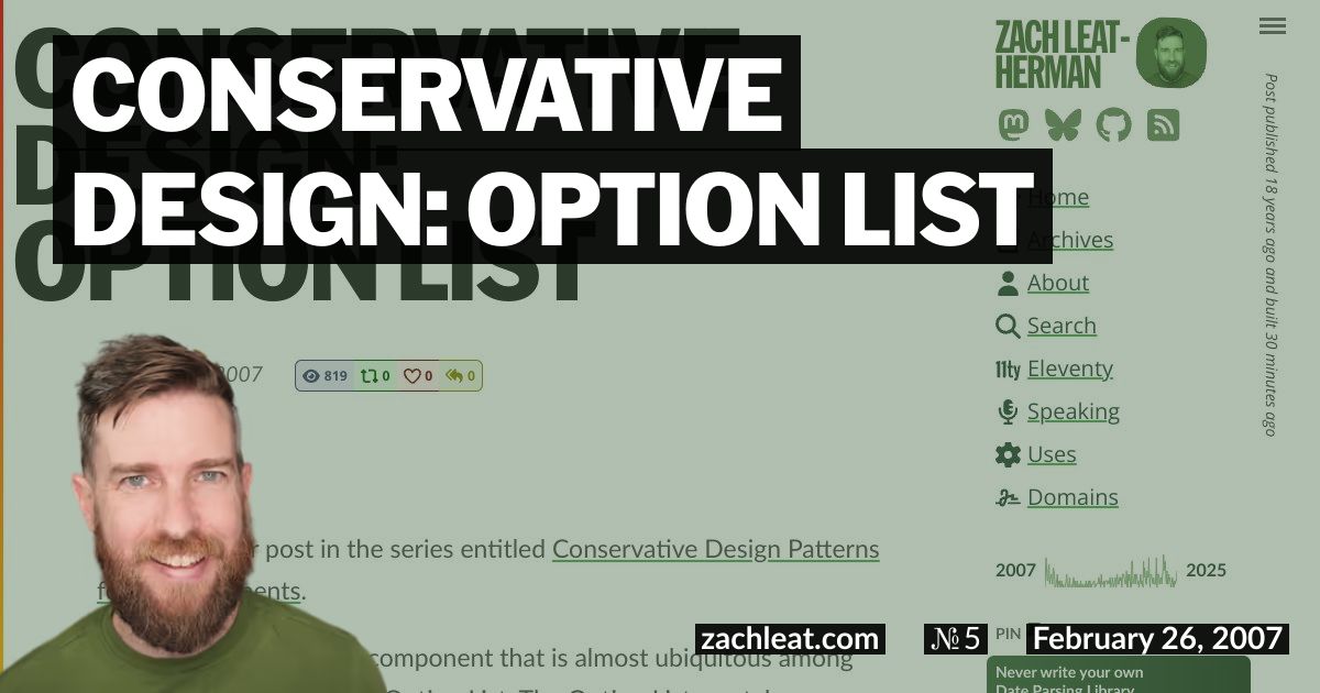 Conservative Design: Option List