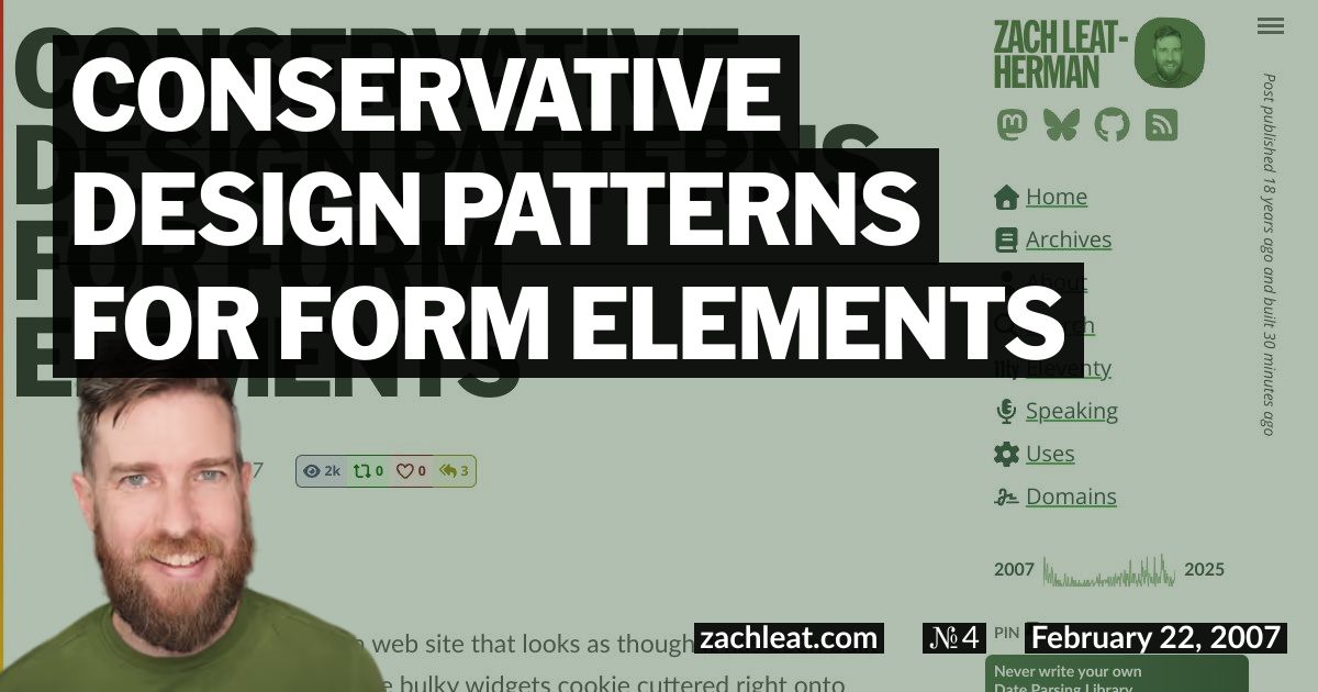 Conservative Design Patterns for Form Elements