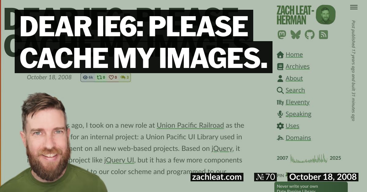 Dear IE6: Please Cache my Images.