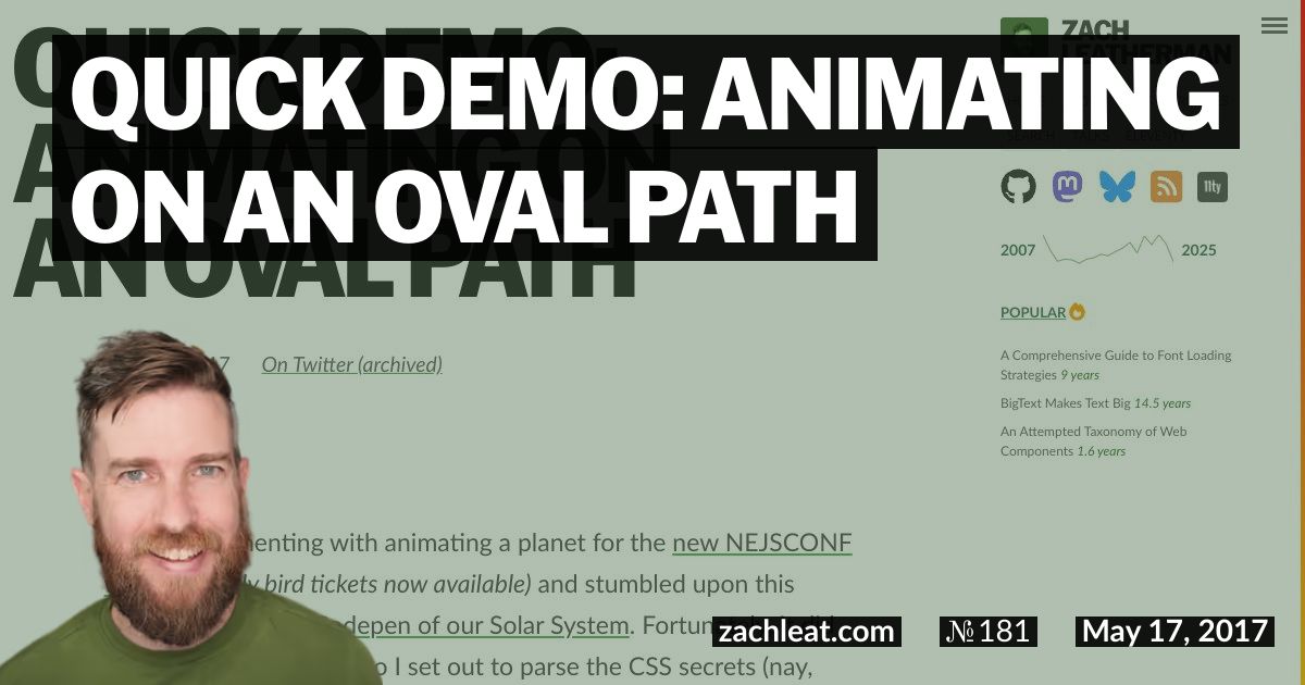 Quick Demo: Animating on an Oval Path