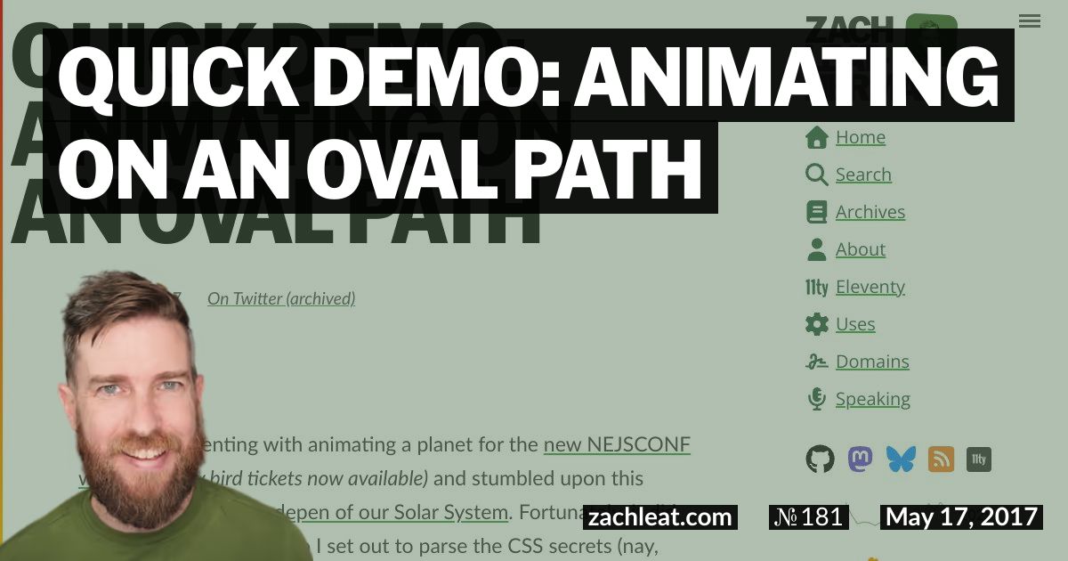 Quick Demo: Animating on an Oval Path