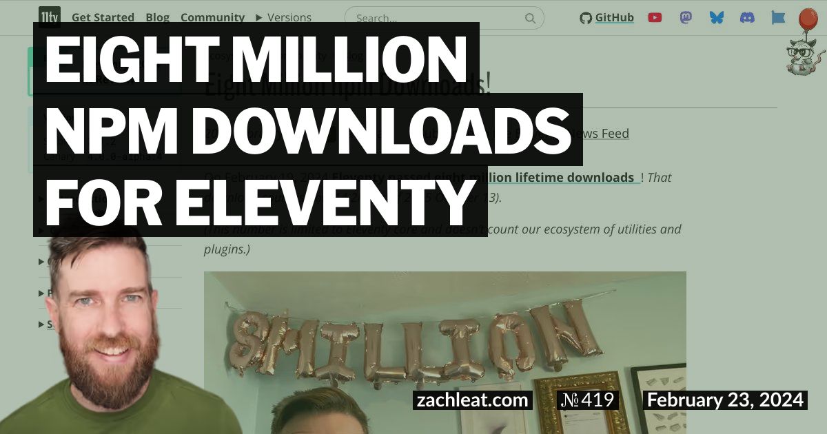 Eight Million npm Downloads for Eleventy