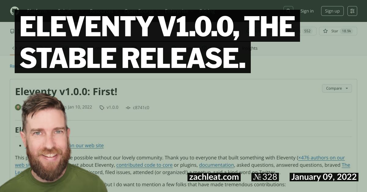 Eleventy v1.0.0, the stable release.