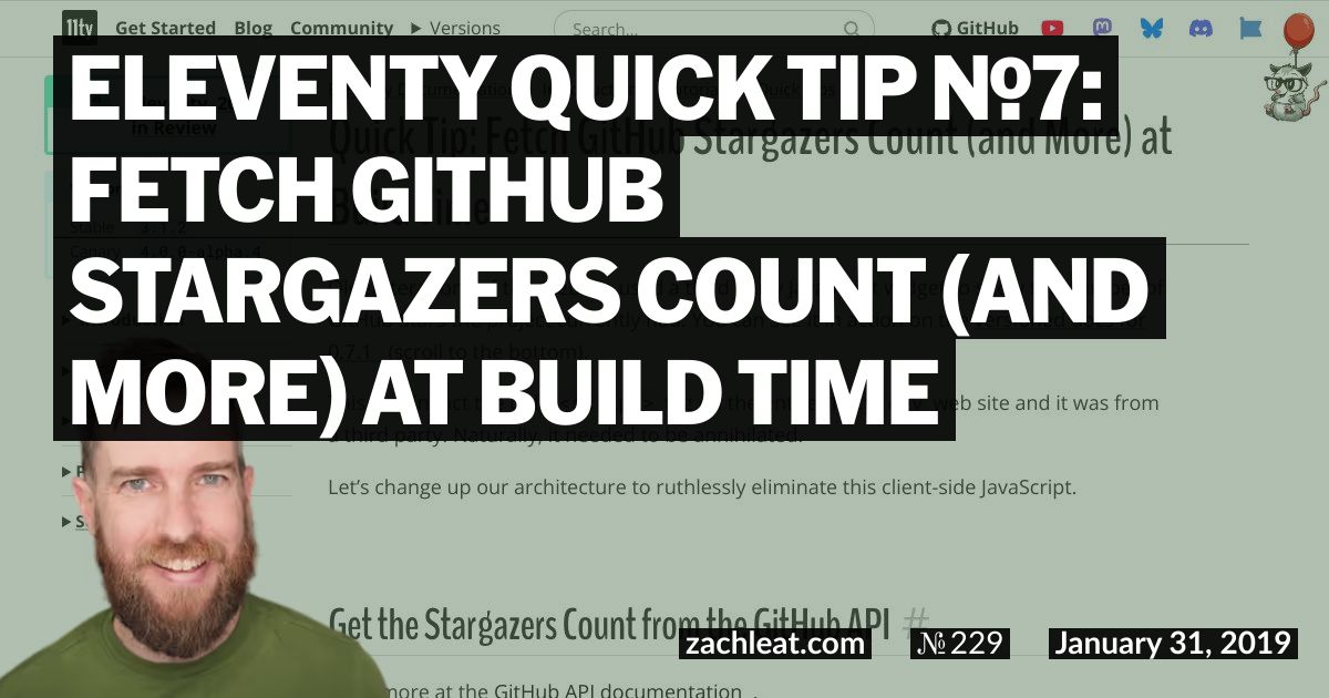 Eleventy Quick Tip №7: Fetch GitHub Stargazers Count (and More) at Build Time