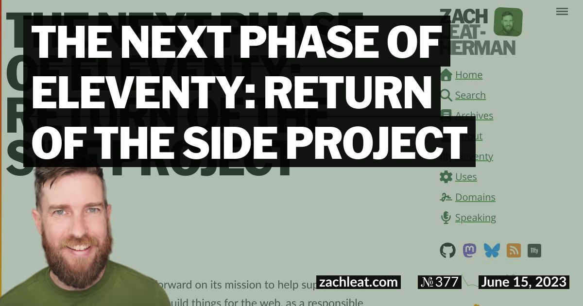 The Next Phase of Eleventy: Return of the Side Project