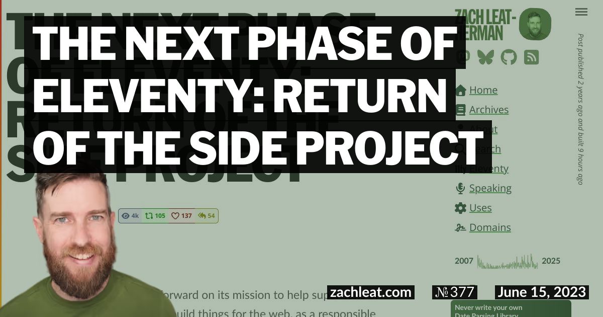 The Next Phase of Eleventy: Return of the Side Project