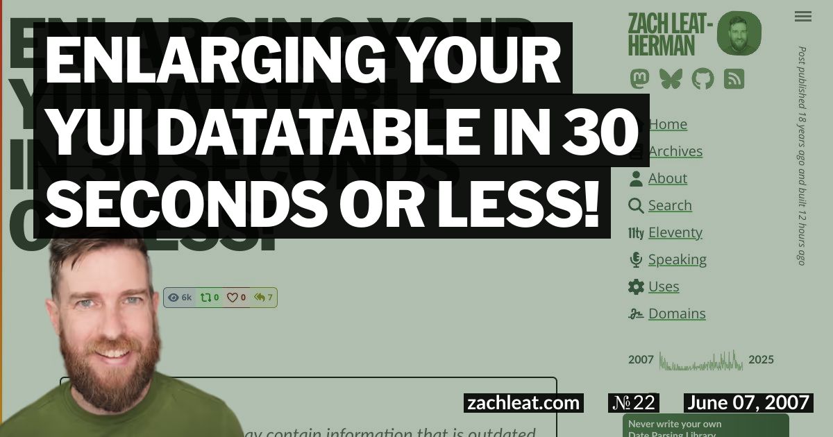 Enlarging your YUI DataTable in 30 Seconds or Less!