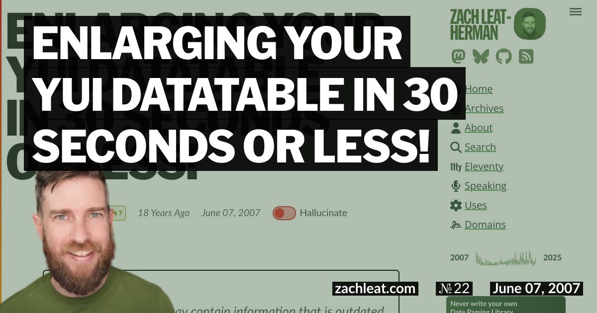 Enlarging your YUI DataTable in 30 Seconds or Less!