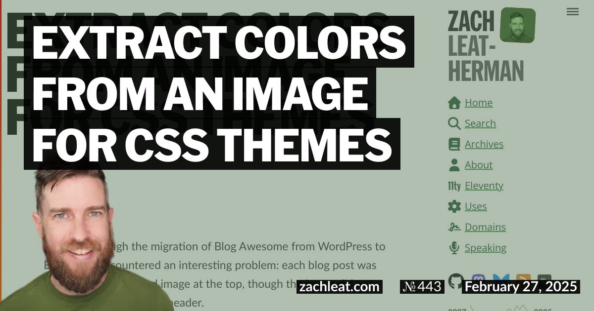 Extract Colors from an Image for CSS Themes