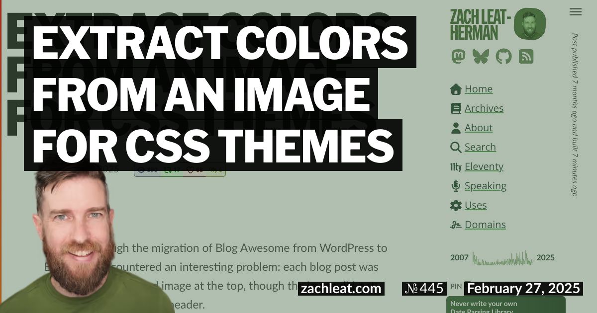 Extract Colors from an Image for CSS Themes