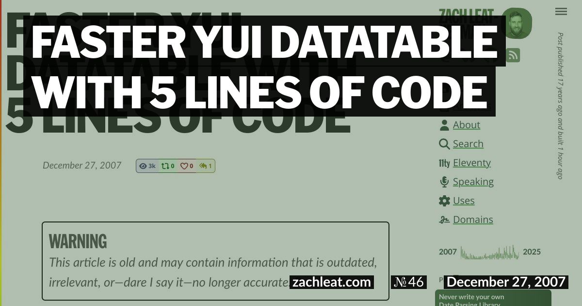 Faster YUI DataTable with 5 Lines of Code