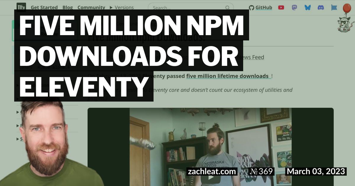Five Million npm Downloads for Eleventy