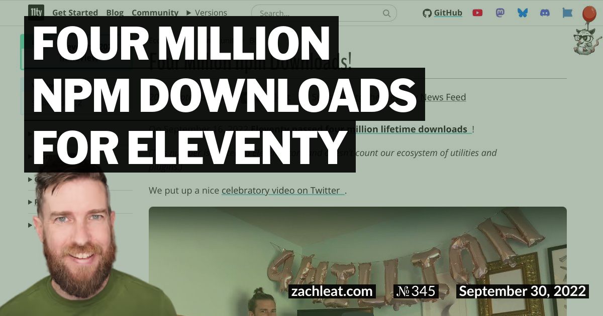 Four Million npm Downloads for Eleventy