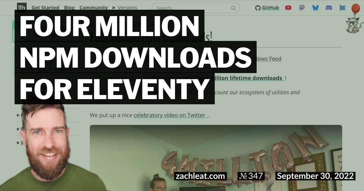 Four Million npm Downloads for Eleventy