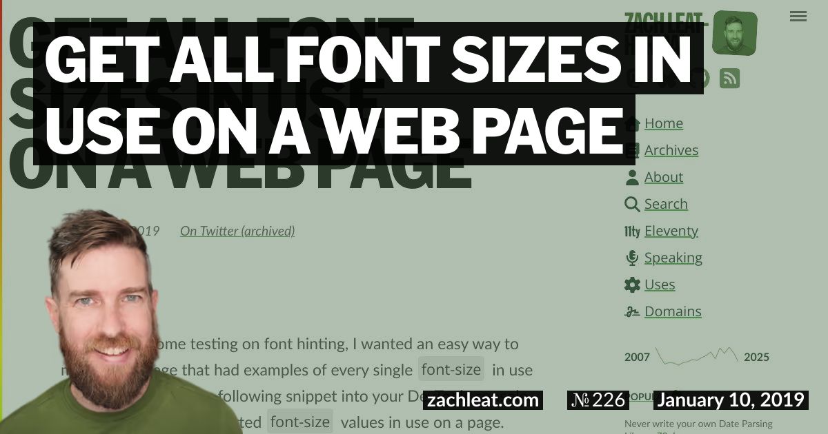 Get all Font Sizes in use on a Web Page