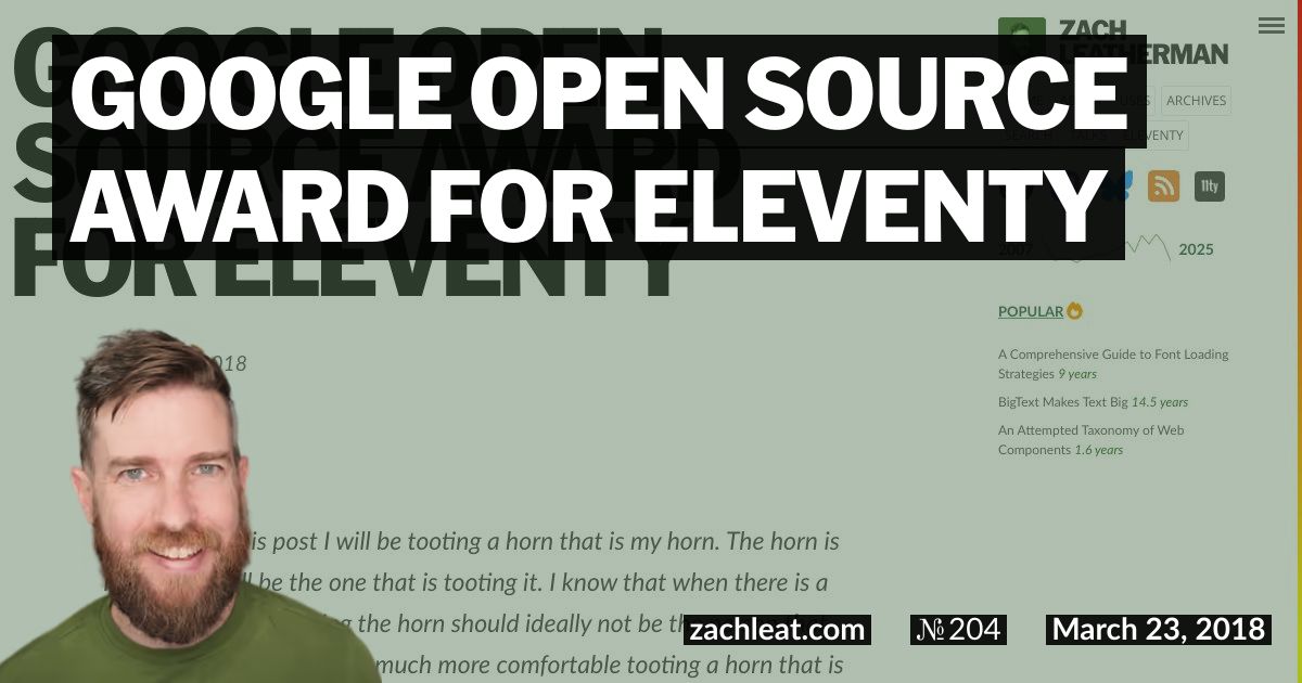 Google Open Source Award for Eleventy
