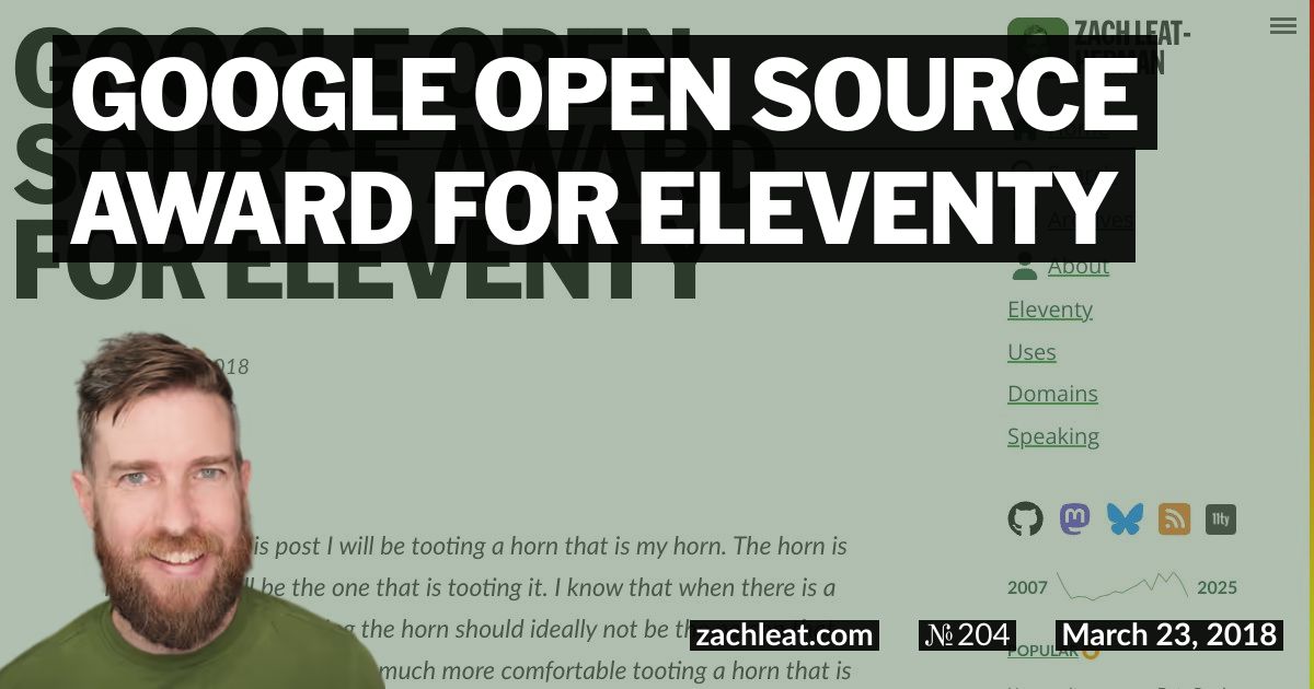 Google Open Source Award for Eleventy