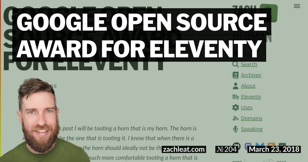 Google Open Source Award for Eleventy