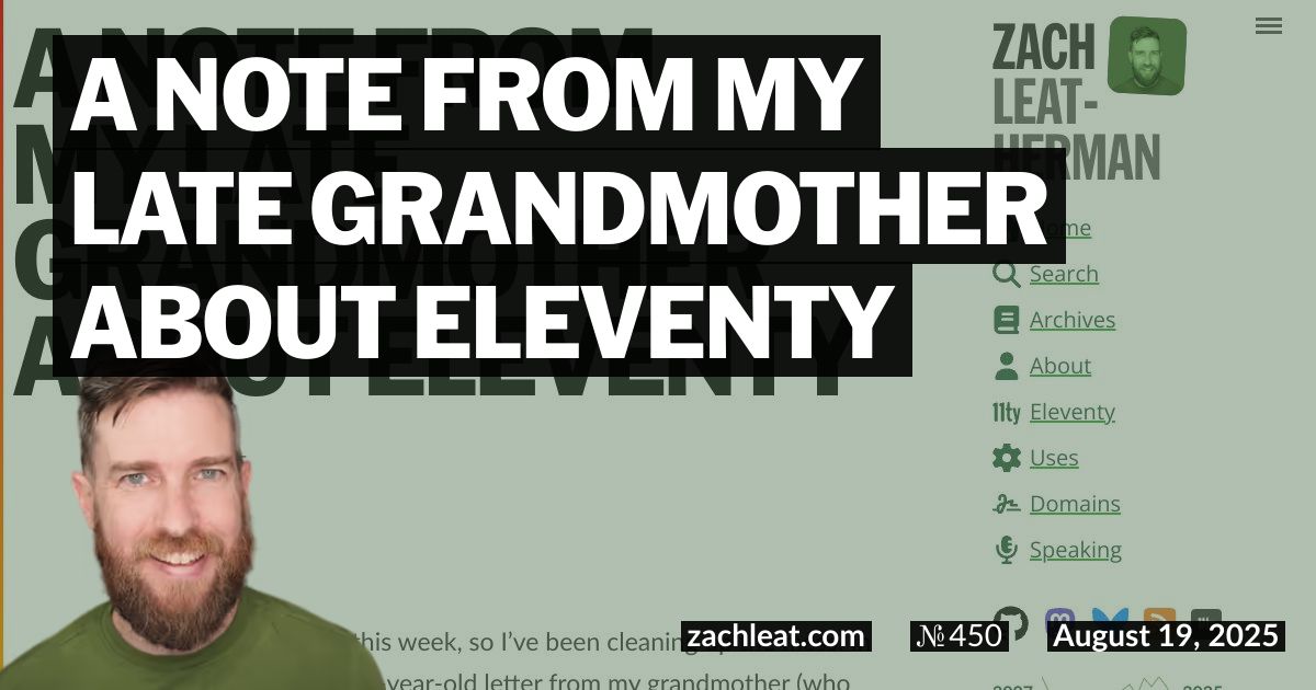 A note from my late Grandmother about Eleventy