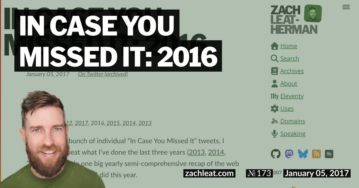 In Case You Missed It: 2016