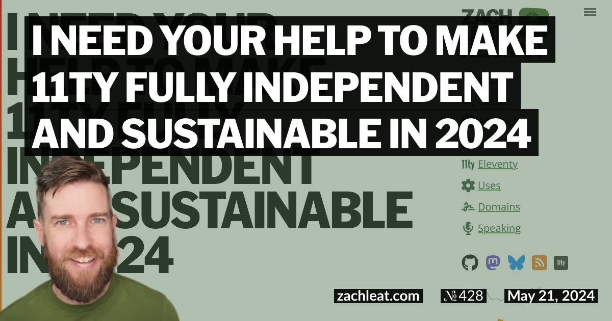 I Need Your Help to Make 11ty Fully Independent and Sustainable in 2024