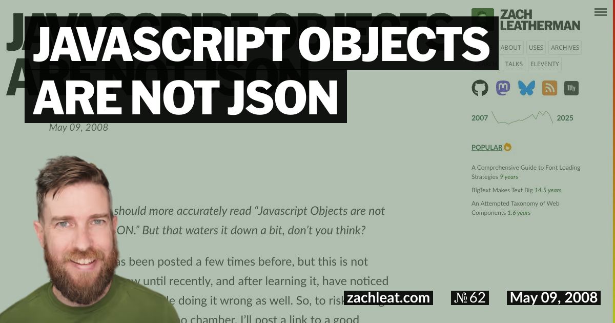 Javascript Objects are NOT JSON