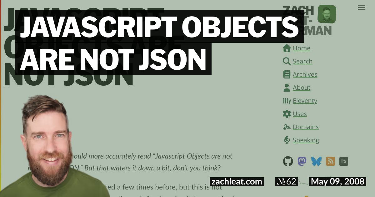 Javascript Objects are NOT JSON