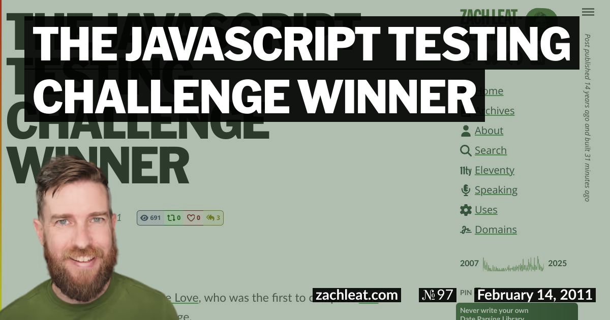 The JavaScript Testing Challenge Winner