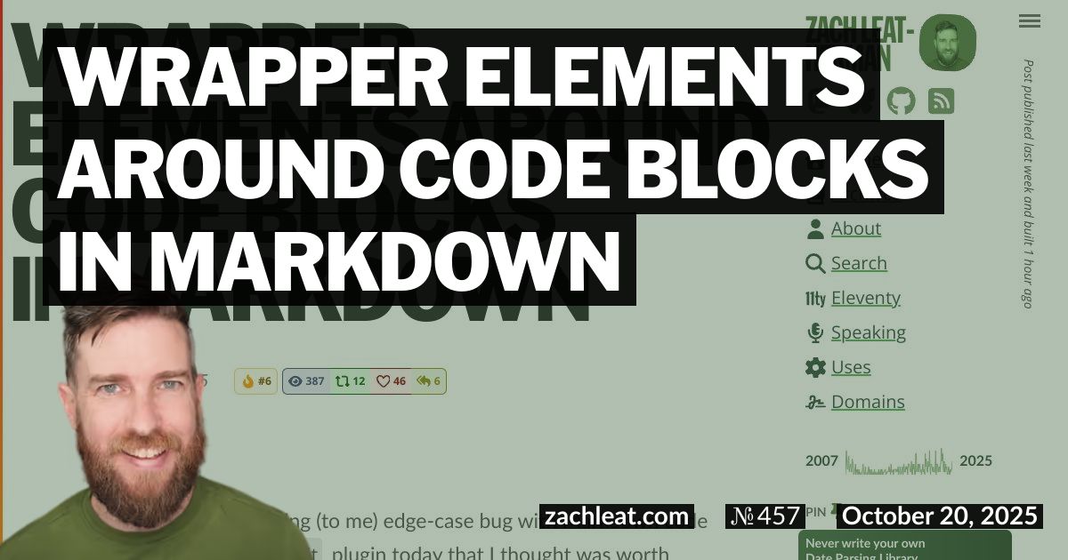 Wrapper Elements around Code Blocks in Markdown