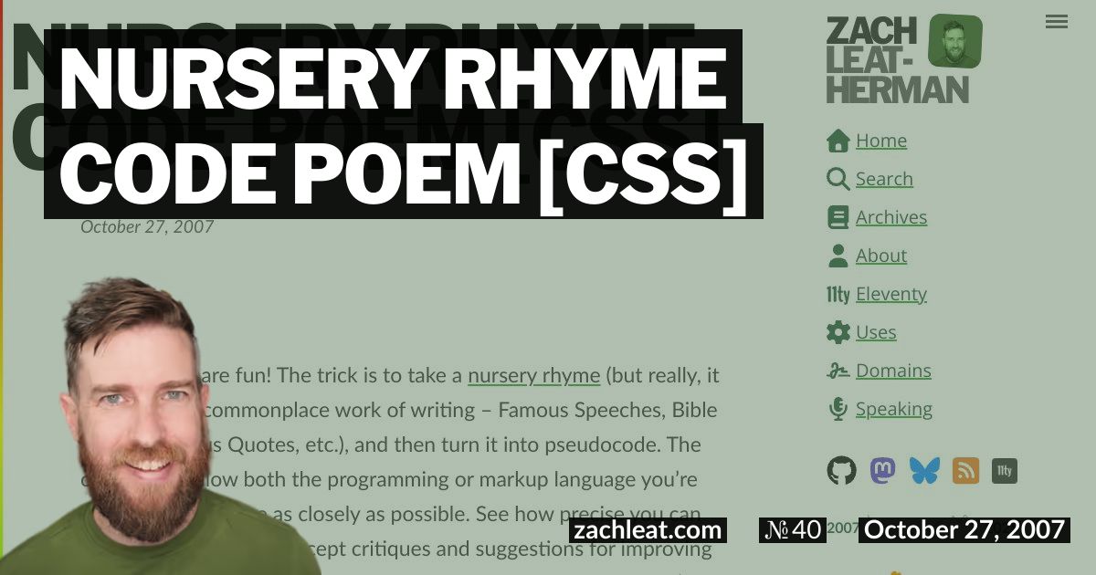 Nursery Rhyme Code Poem [CSS]