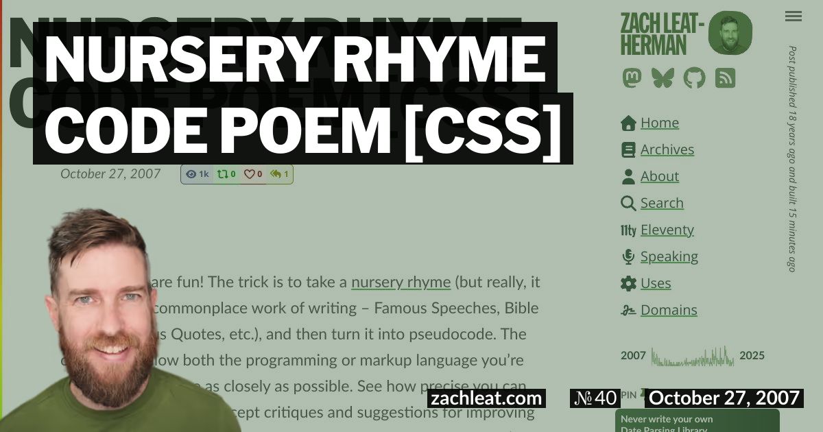 Nursery Rhyme Code Poem [CSS]