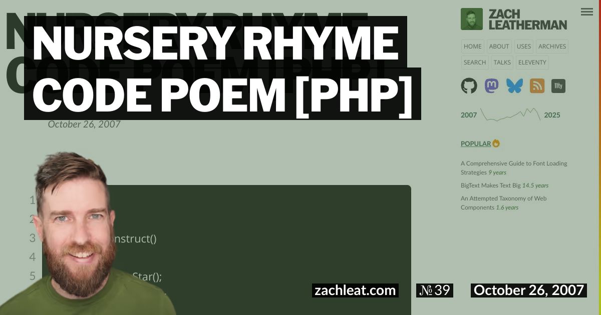 Nursery Rhyme Code Poem [PHP]