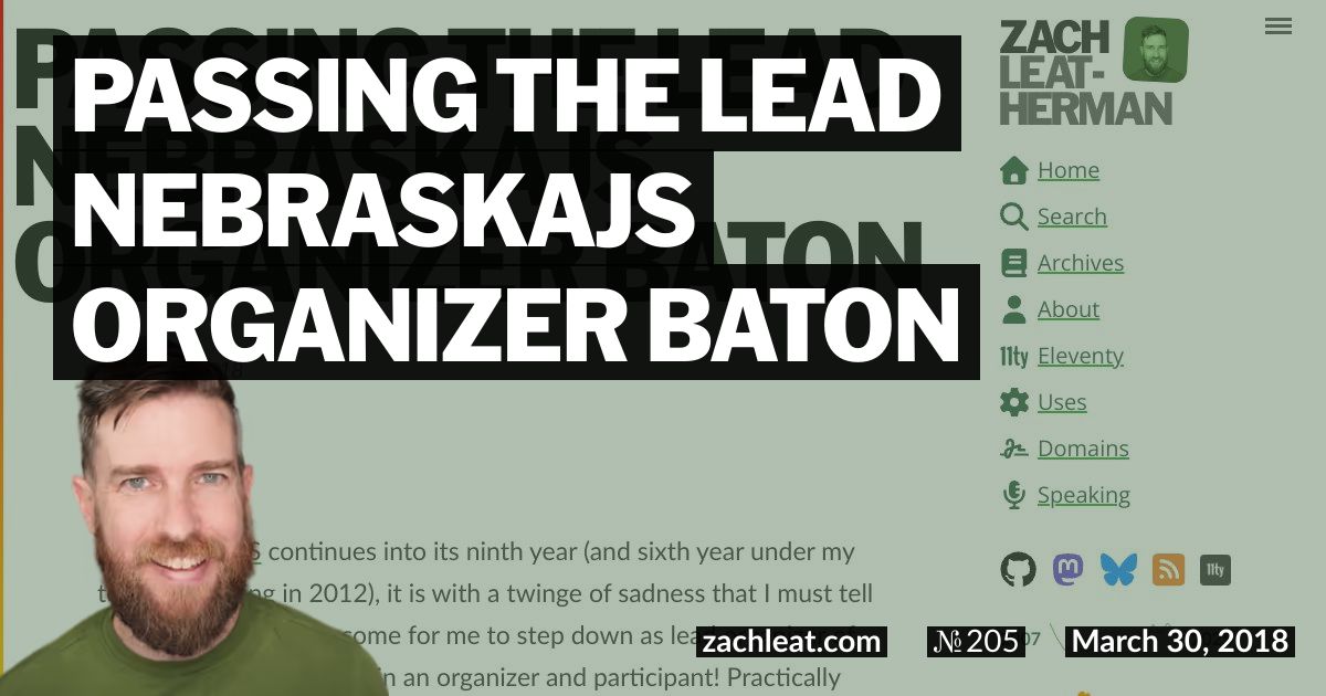 Passing the Lead NebraskaJS Organizer Baton