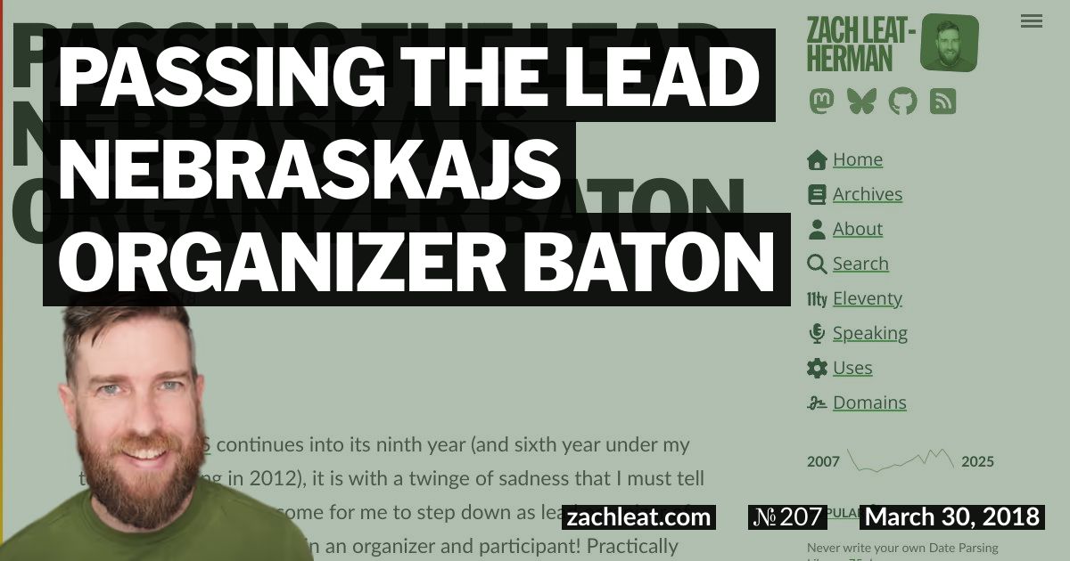 Passing the Lead NebraskaJS Organizer Baton