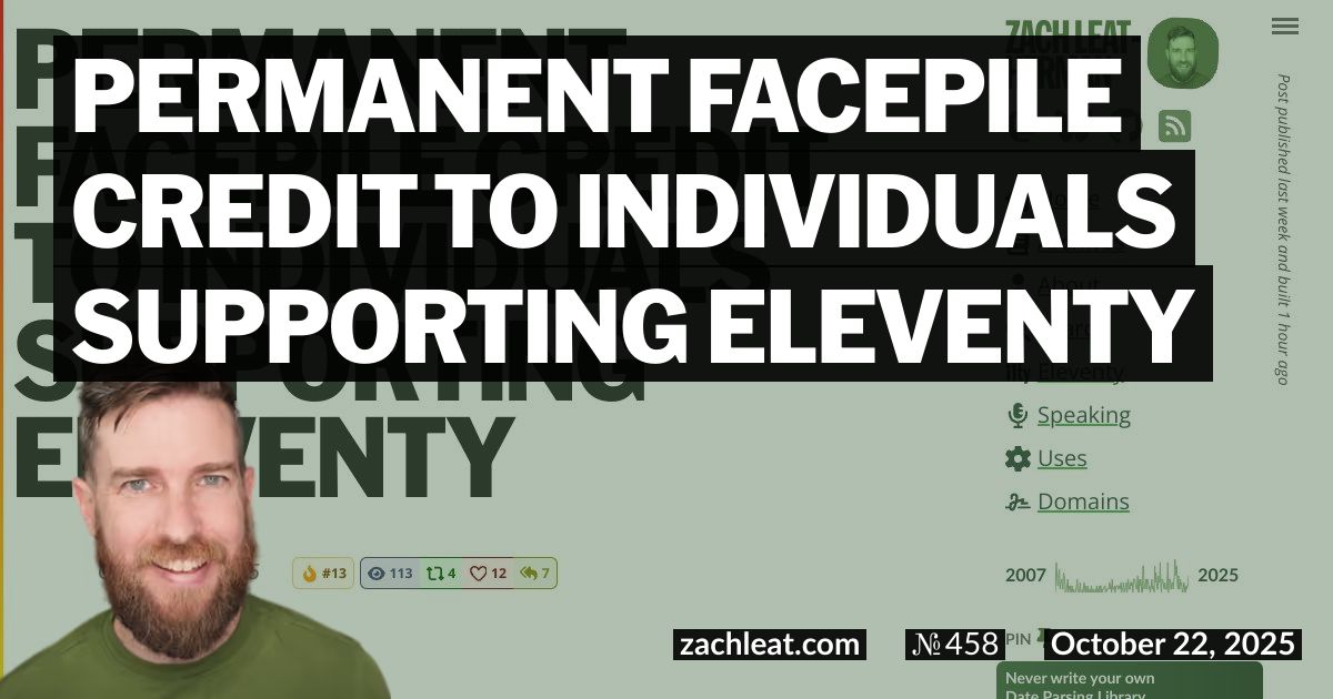 Permanent Facepile Credit to Individuals Supporting Eleventy