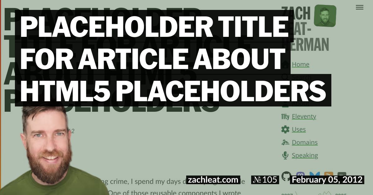Placeholder Title for Article about HTML5 Placeholders
