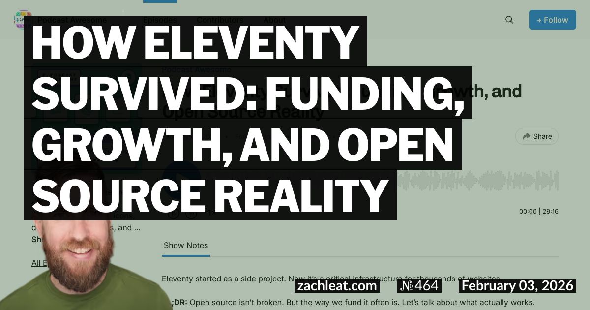 How Eleventy Survived: Funding, Growth, and Open Source Reality