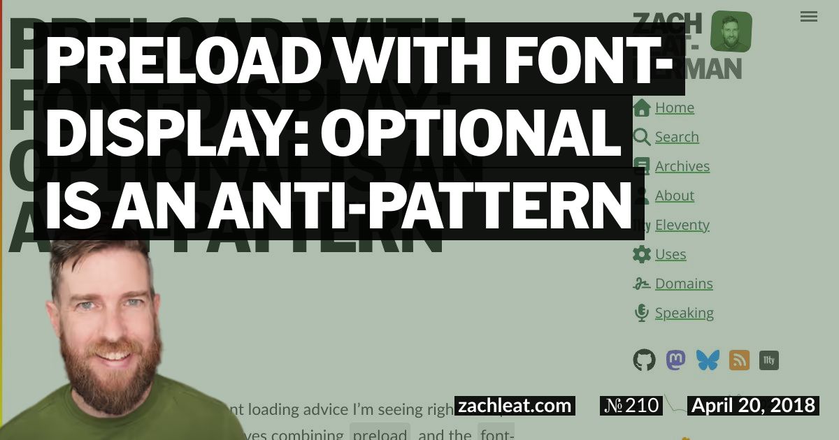 preload with font-display: optional is an Anti-pattern