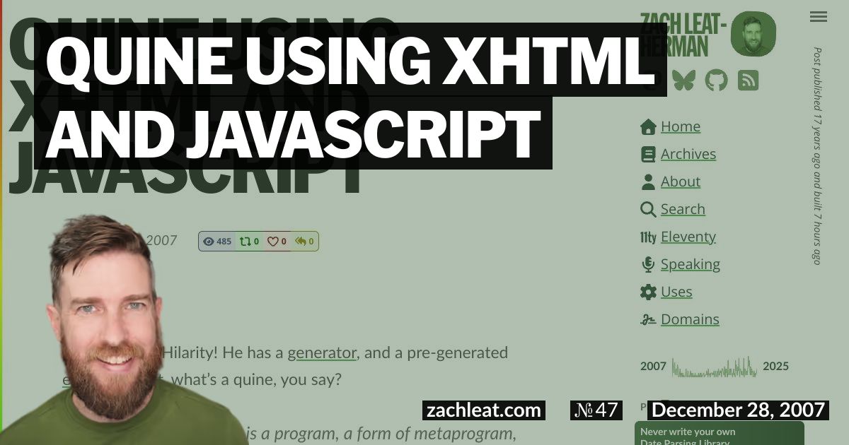 Quine using XHTML and JavaScript