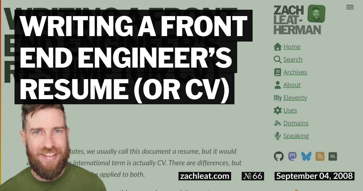 Writing a Front End Engineer’s Resume (or CV)