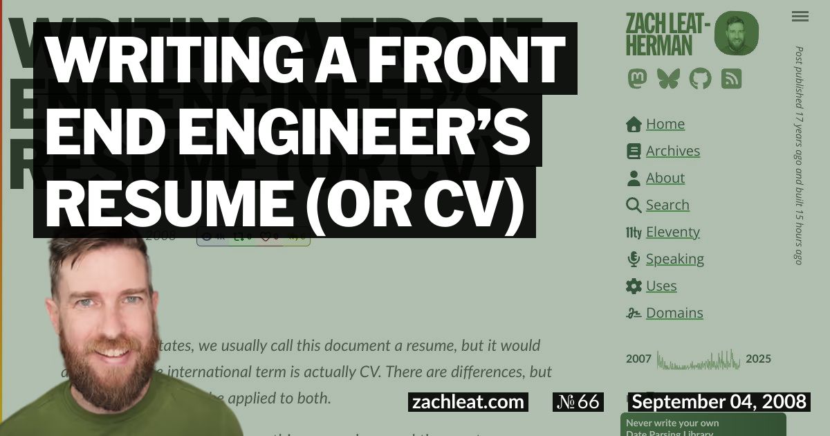 Writing a Front End Engineer’s Resume (or CV)