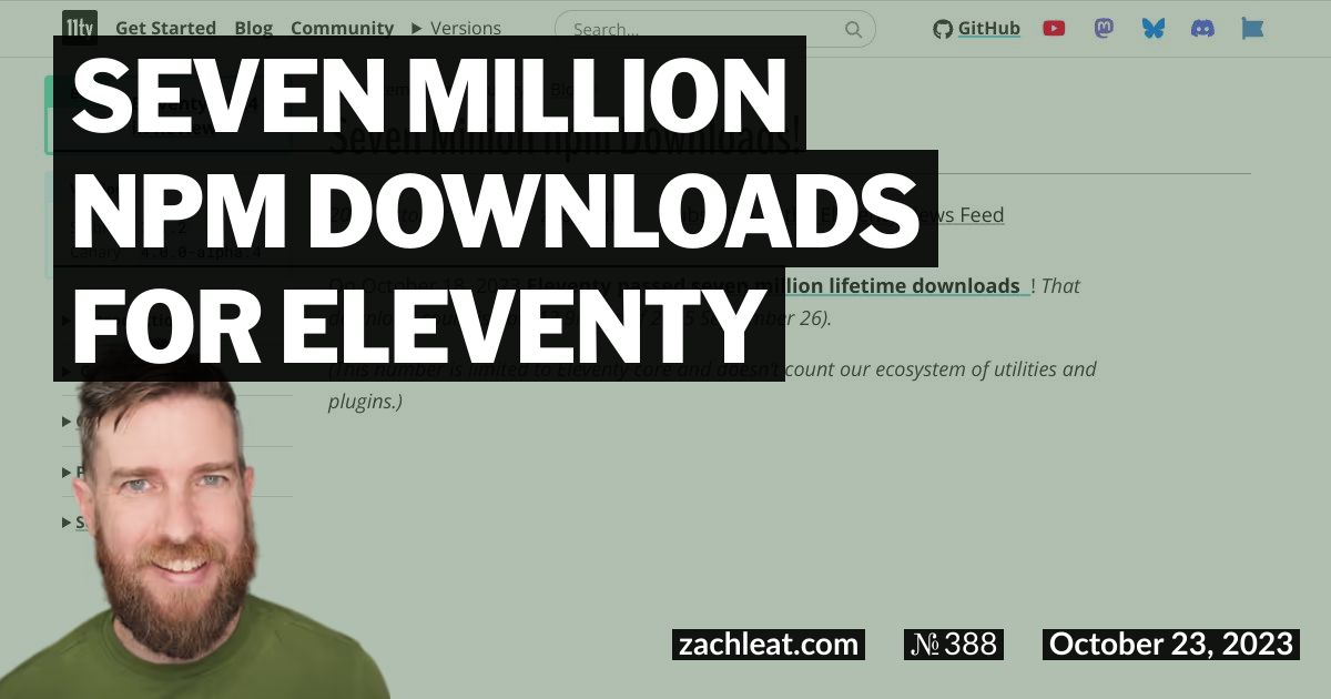 Seven Million npm Downloads for Eleventy